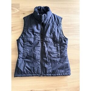 Lacoste Vest Womens 40 Black Puffer Hooded Full Zip Insulated Logo Outdoor